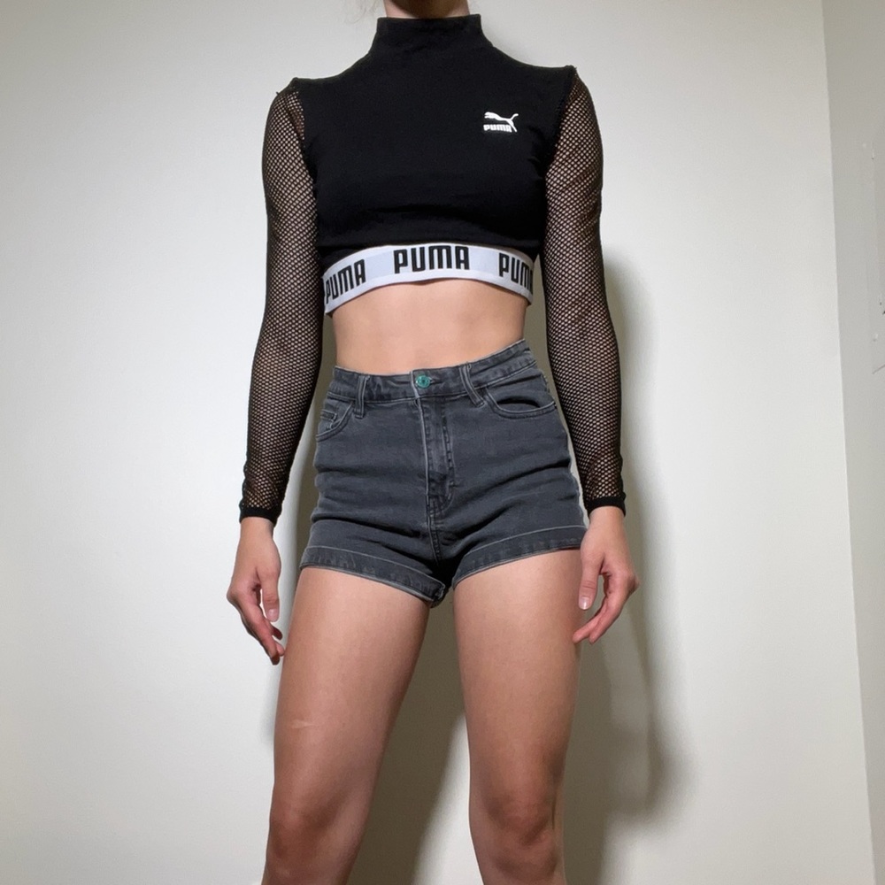 Black jean shorts